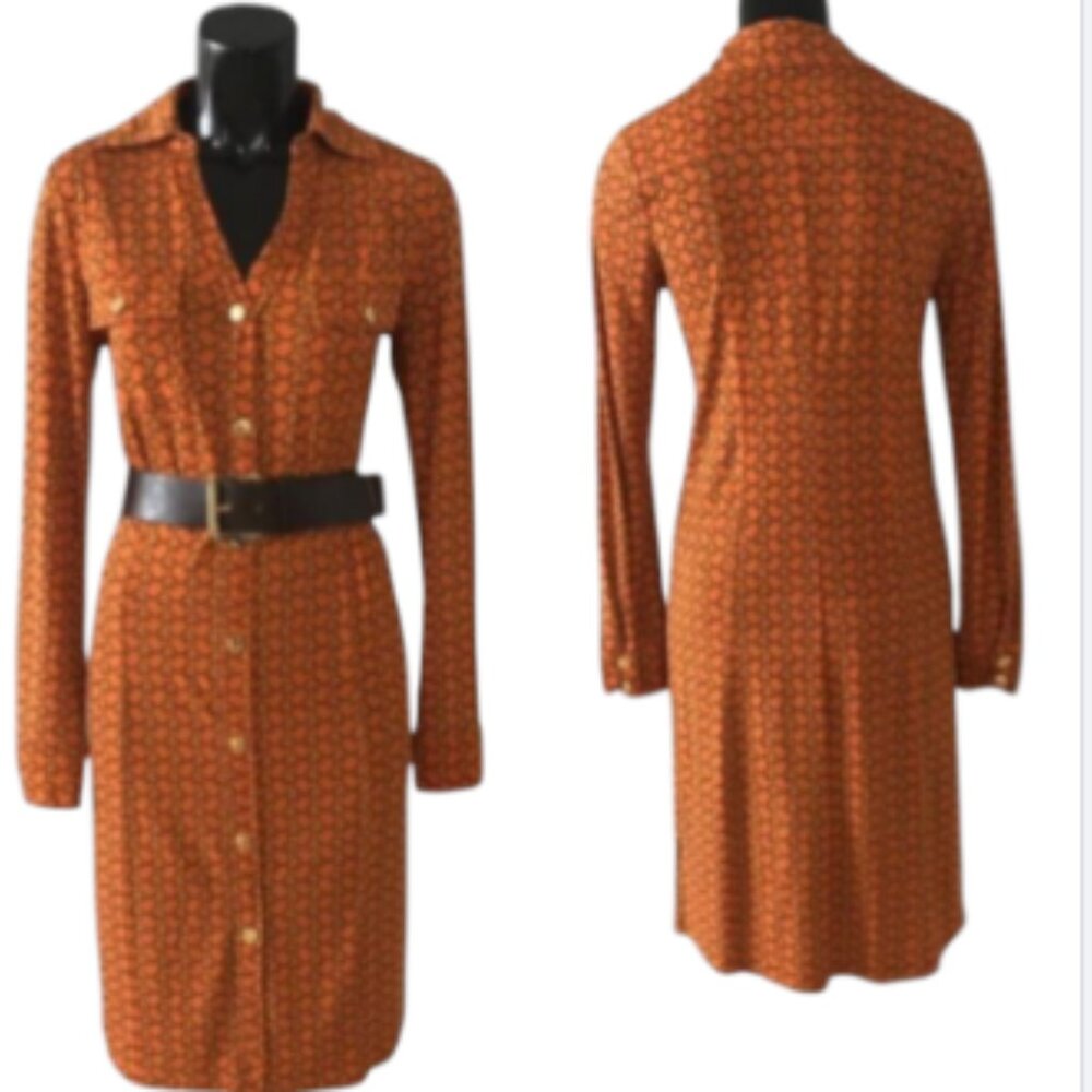 Michael Kors Orange shirt dress pre-loved Sz S